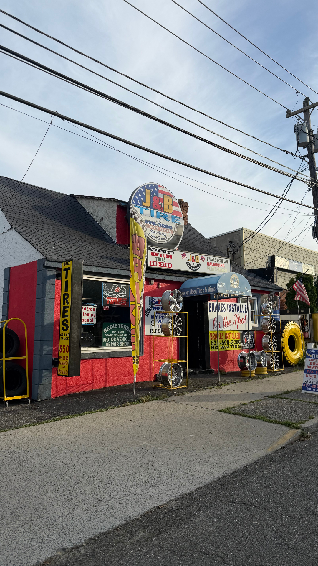 J & R Discount Tire storefront in Selden, NY